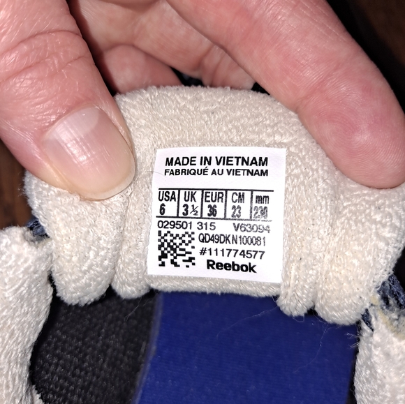 Women's size 6 Reebok pink, blue and white sneaker - Picture 2 of 7